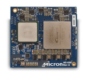 Top down view of Micron's AC-520 built with an Intel Arria 10FPGA